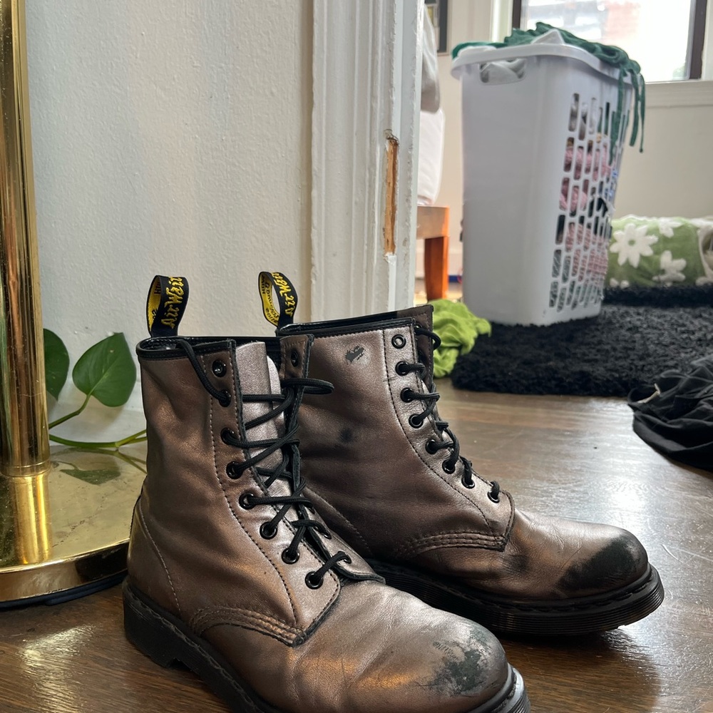 Dr. Martens Metallic Gray Boots